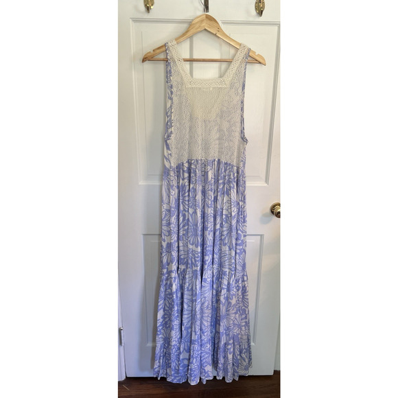 FREE PEOPLE Intimately Free Small Tiers For You Maxi Dress Cornflower Combo NWT - Picture 7 of 15